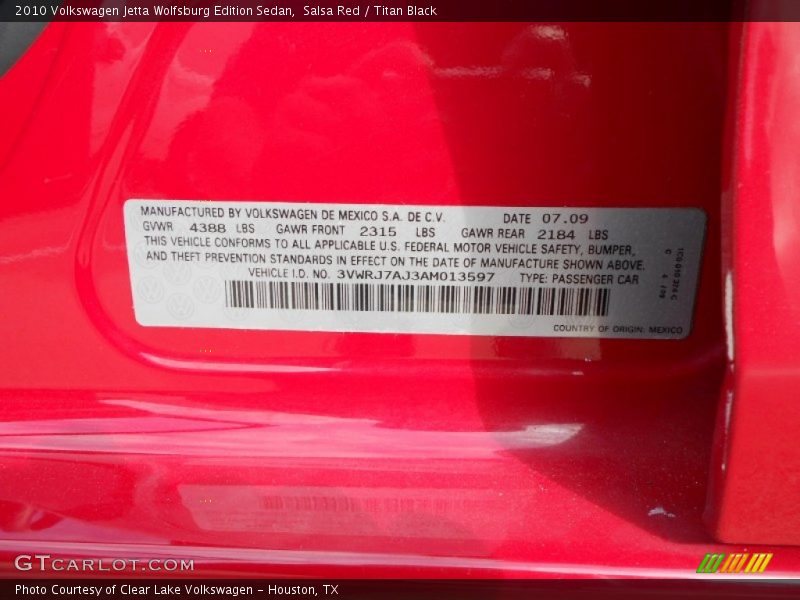 Salsa Red / Titan Black 2010 Volkswagen Jetta Wolfsburg Edition Sedan