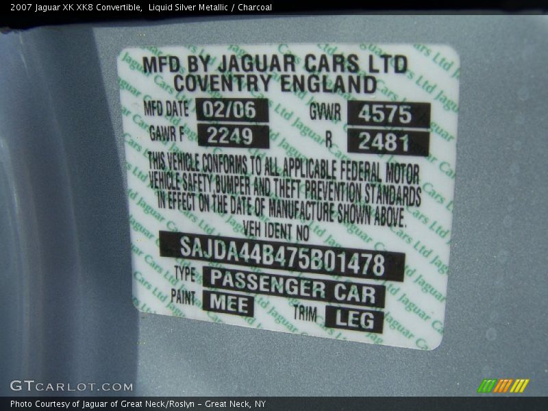 Liquid Silver Metallic / Charcoal 2007 Jaguar XK XK8 Convertible
