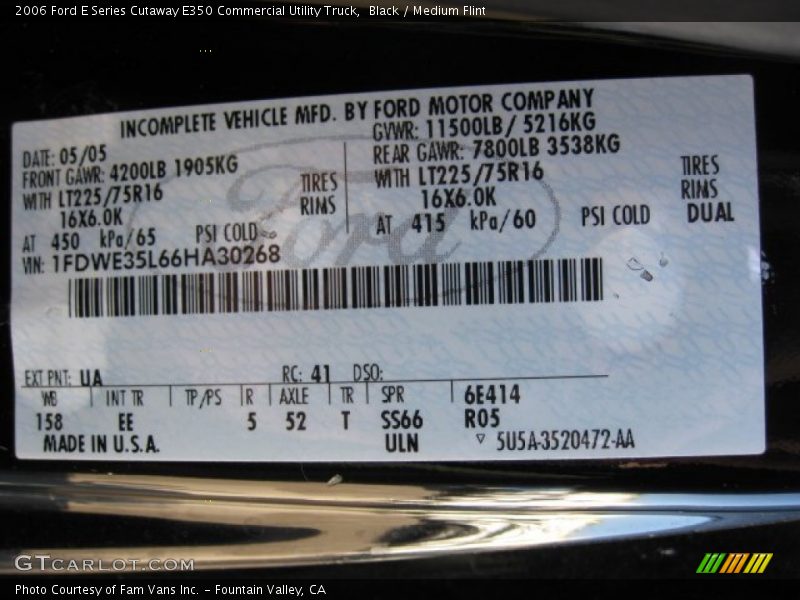 Black / Medium Flint 2006 Ford E Series Cutaway E350 Commercial Utility Truck