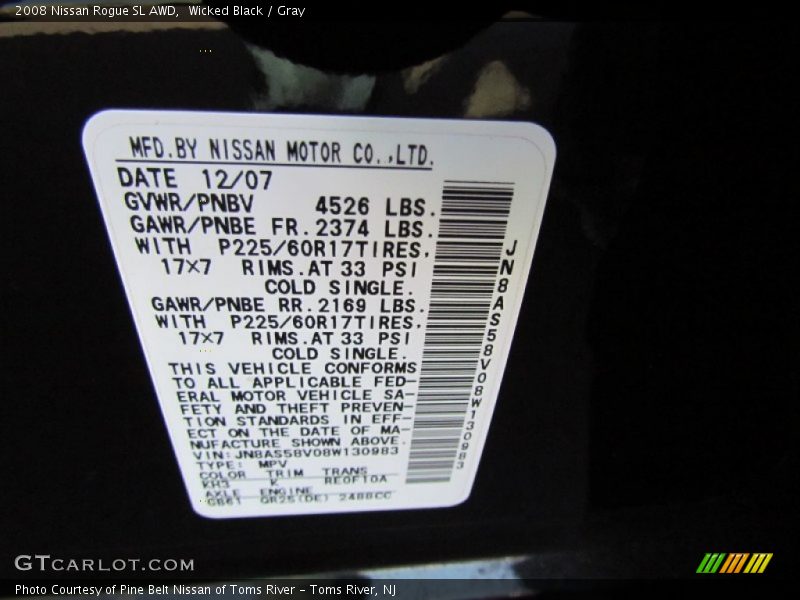 Wicked Black / Gray 2008 Nissan Rogue SL AWD