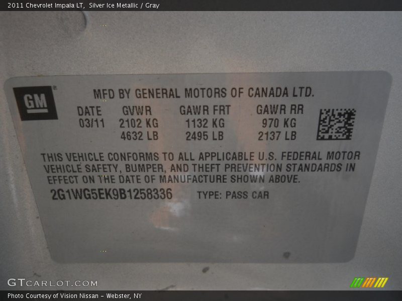 Silver Ice Metallic / Gray 2011 Chevrolet Impala LT