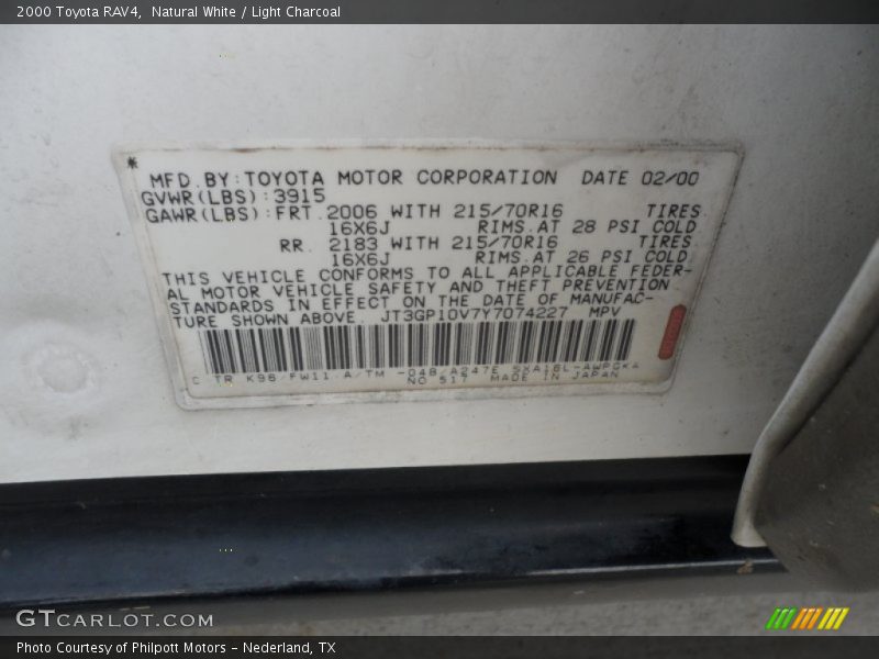 2000 RAV4  Natural White Color Code K96