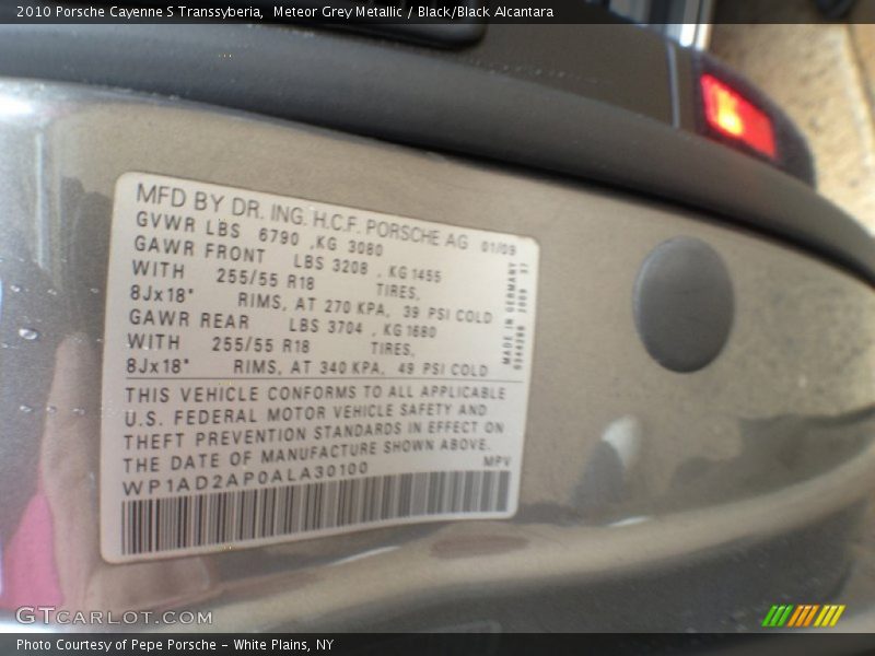 Meteor Grey Metallic / Black/Black Alcantara 2010 Porsche Cayenne S Transsyberia