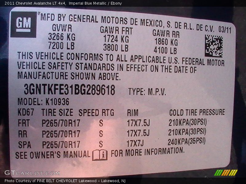 Imperial Blue Metallic / Ebony 2011 Chevrolet Avalanche LT 4x4