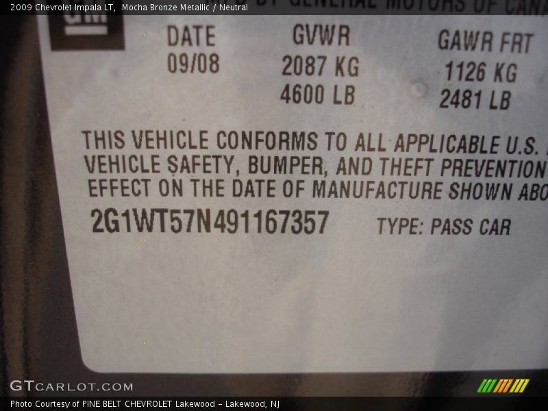 Mocha Bronze Metallic / Neutral 2009 Chevrolet Impala LT