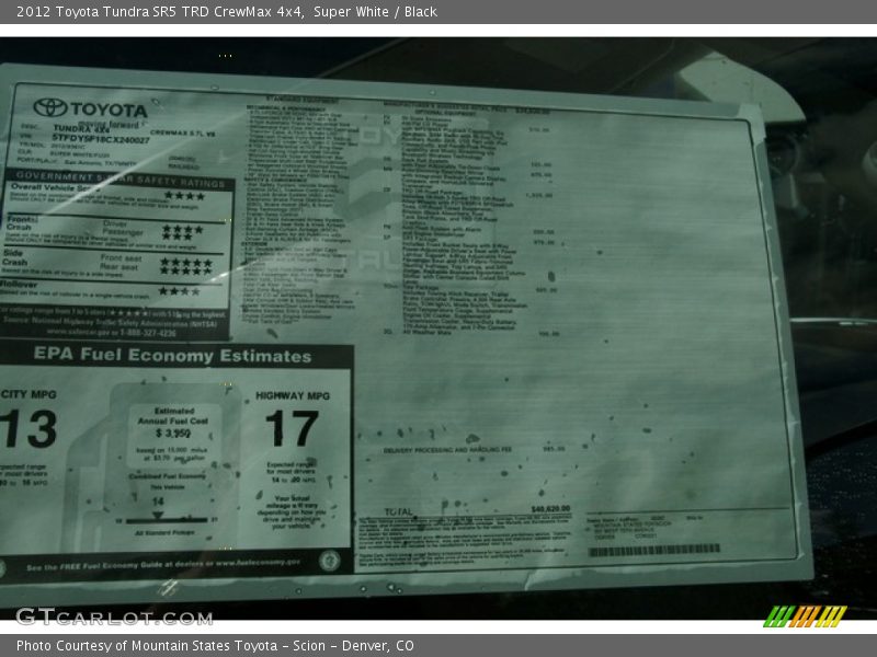 Super White / Black 2012 Toyota Tundra SR5 TRD CrewMax 4x4
