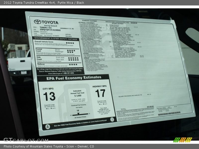Pyrite Mica / Black 2012 Toyota Tundra CrewMax 4x4