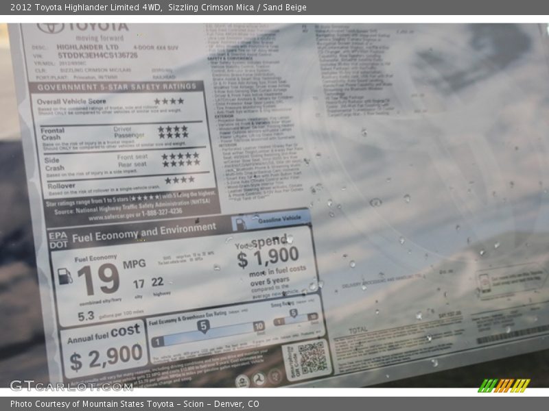 Sizzling Crimson Mica / Sand Beige 2012 Toyota Highlander Limited 4WD