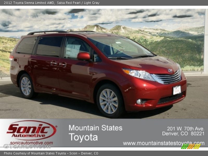 Salsa Red Pearl / Light Gray 2012 Toyota Sienna Limited AWD