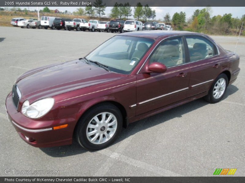 Ruby Red / Beige 2005 Hyundai Sonata GLS V6