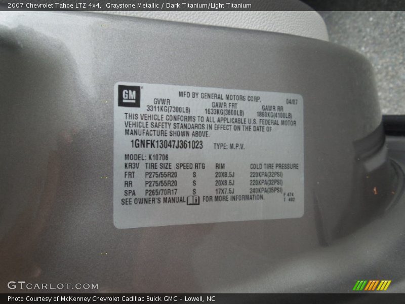 Graystone Metallic / Dark Titanium/Light Titanium 2007 Chevrolet Tahoe LTZ 4x4