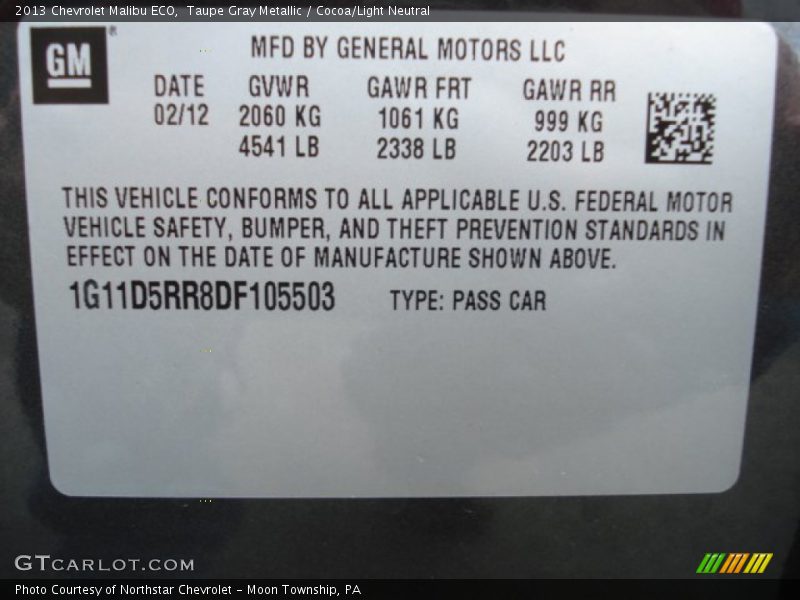 Taupe Gray Metallic / Cocoa/Light Neutral 2013 Chevrolet Malibu ECO