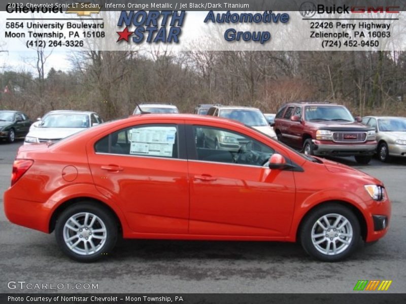 Inferno Orange Metallic / Jet Black/Dark Titanium 2012 Chevrolet Sonic LT Sedan