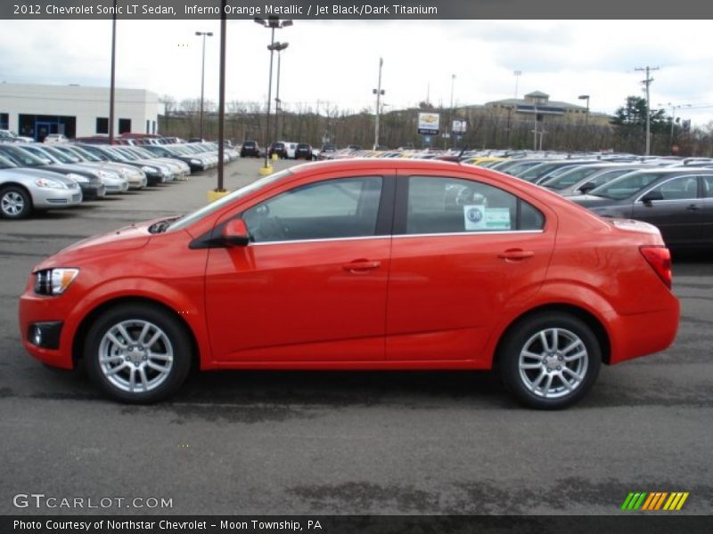 Inferno Orange Metallic / Jet Black/Dark Titanium 2012 Chevrolet Sonic LT Sedan