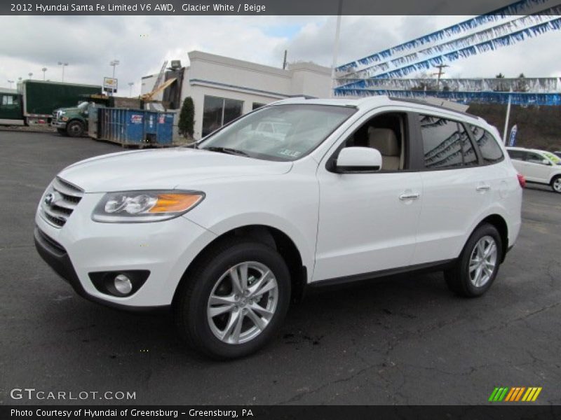 Glacier White / Beige 2012 Hyundai Santa Fe Limited V6 AWD