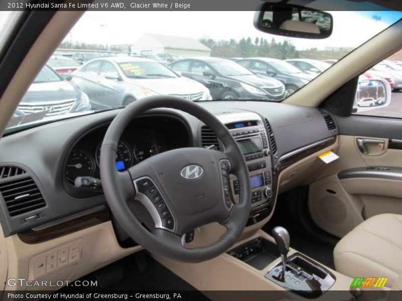 Glacier White / Beige 2012 Hyundai Santa Fe Limited V6 AWD