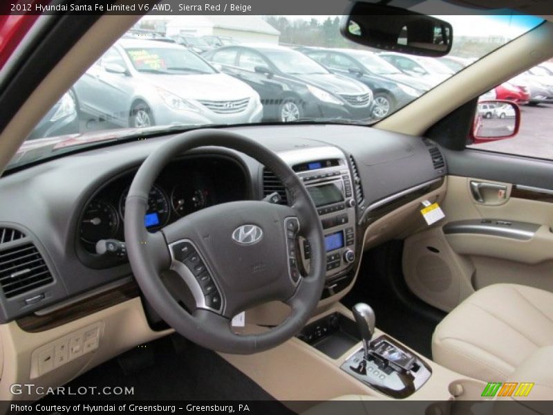 Sierra Red / Beige 2012 Hyundai Santa Fe Limited V6 AWD
