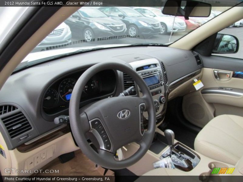 Glacier White / Beige 2012 Hyundai Santa Fe GLS AWD