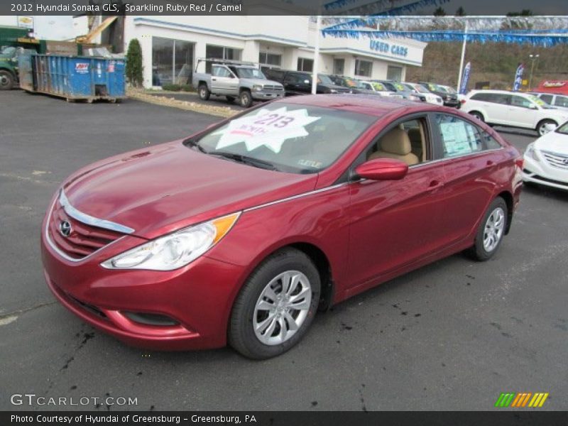 Sparkling Ruby Red / Camel 2012 Hyundai Sonata GLS
