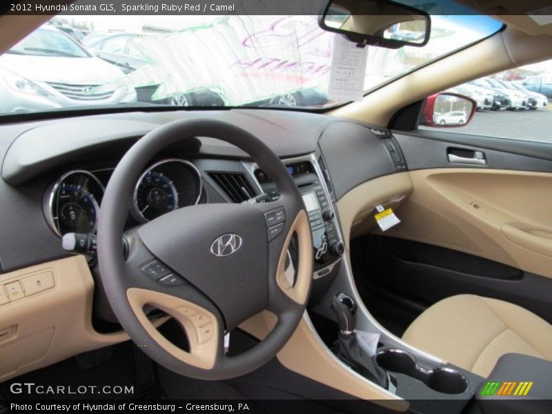 Sparkling Ruby Red / Camel 2012 Hyundai Sonata GLS