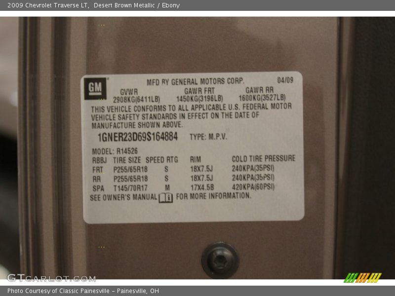 Desert Brown Metallic / Ebony 2009 Chevrolet Traverse LT