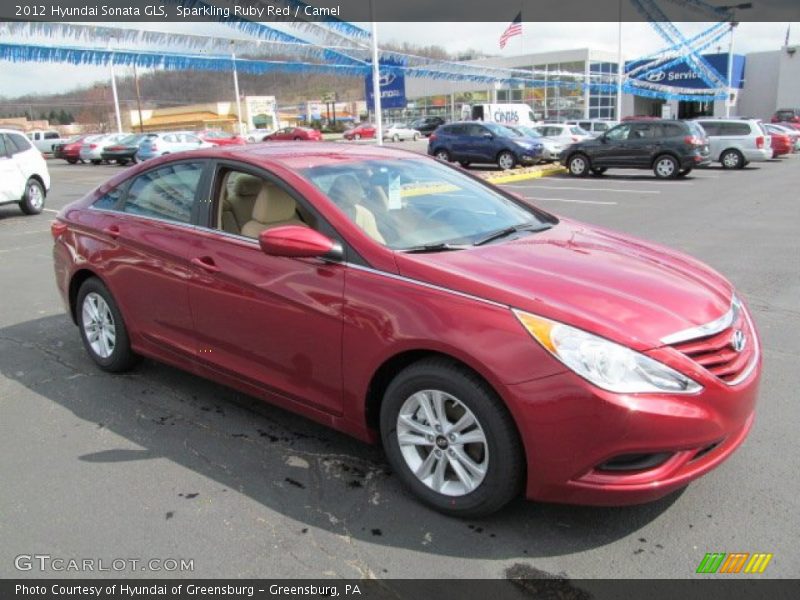 Sparkling Ruby Red / Camel 2012 Hyundai Sonata GLS