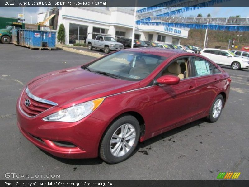 Sparkling Ruby Red / Camel 2012 Hyundai Sonata GLS