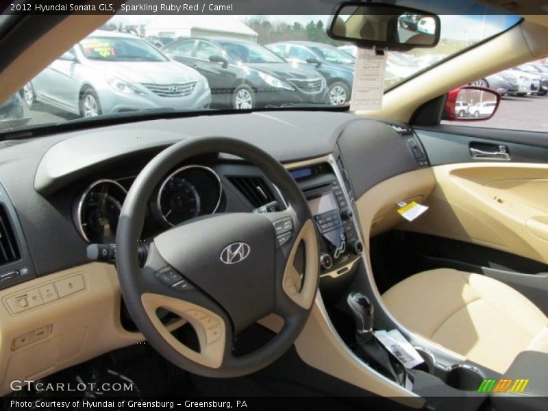 Sparkling Ruby Red / Camel 2012 Hyundai Sonata GLS
