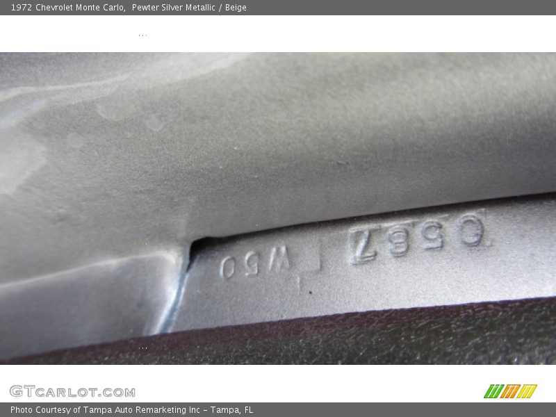 Pewter Silver Metallic / Beige 1972 Chevrolet Monte Carlo