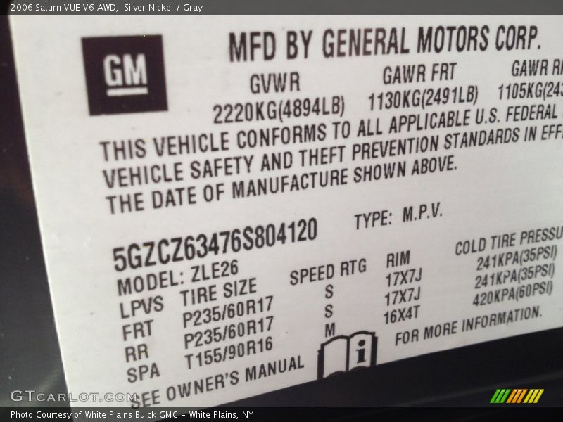 Silver Nickel / Gray 2006 Saturn VUE V6 AWD