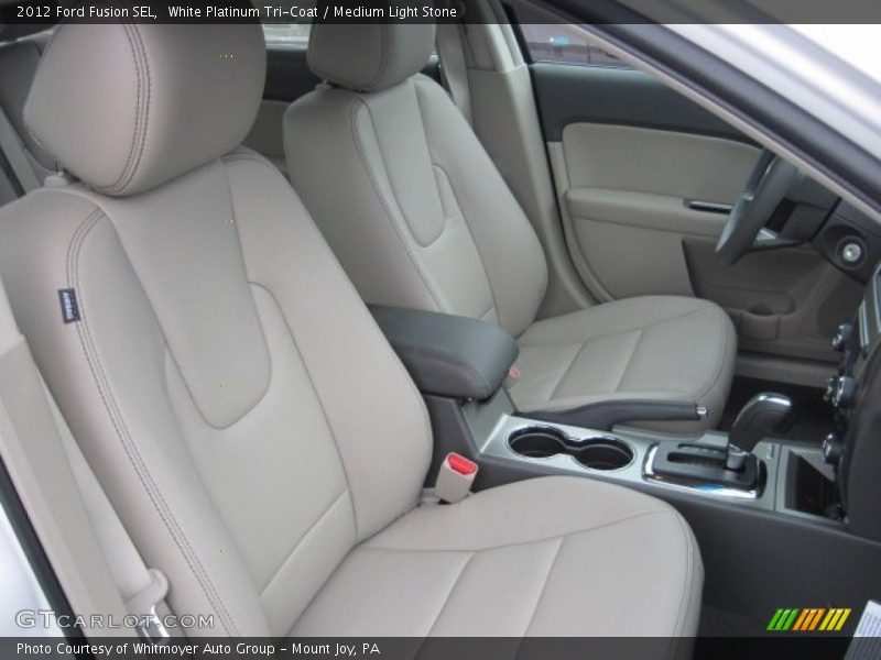White Platinum Tri-Coat / Medium Light Stone 2012 Ford Fusion SEL