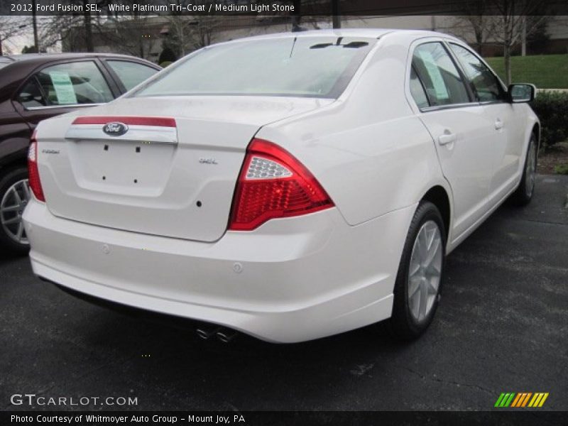White Platinum Tri-Coat / Medium Light Stone 2012 Ford Fusion SEL
