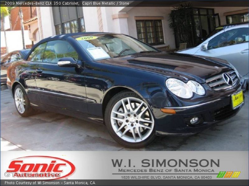Capri Blue Metallic / Stone 2009 Mercedes-Benz CLK 350 Cabriolet