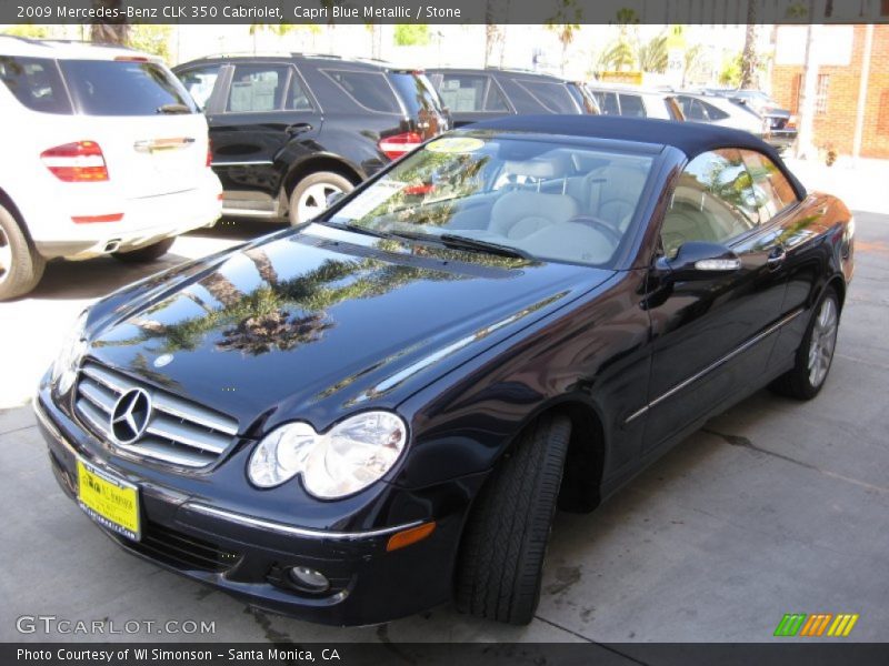 Capri Blue Metallic / Stone 2009 Mercedes-Benz CLK 350 Cabriolet