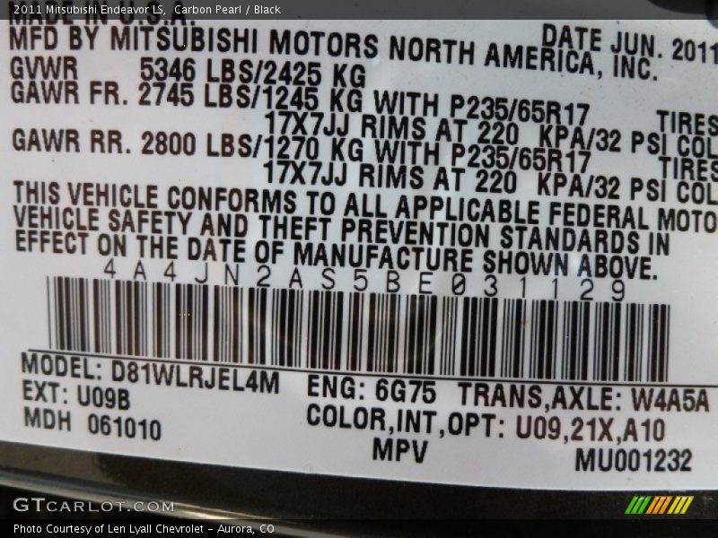 U09 - 2011 Mitsubishi Endeavor LS