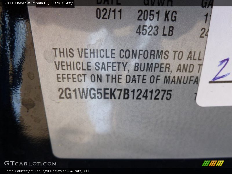 Black / Gray 2011 Chevrolet Impala LT