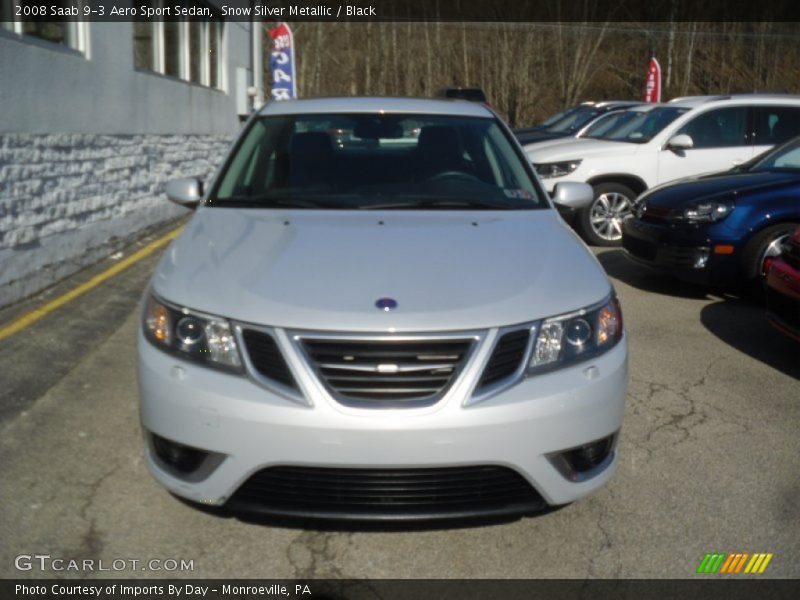 Snow Silver Metallic / Black 2008 Saab 9-3 Aero Sport Sedan
