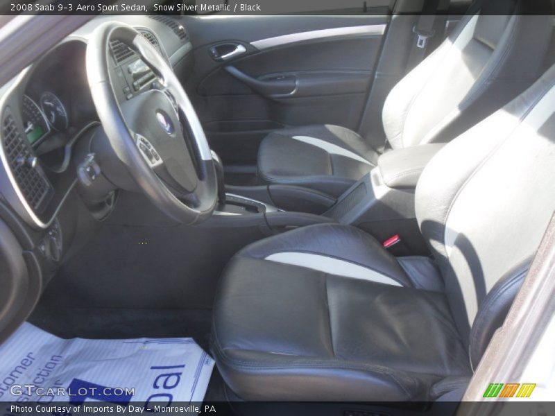 Snow Silver Metallic / Black 2008 Saab 9-3 Aero Sport Sedan