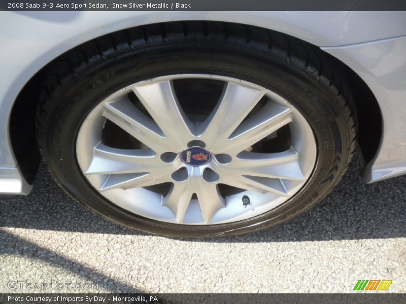 Snow Silver Metallic / Black 2008 Saab 9-3 Aero Sport Sedan