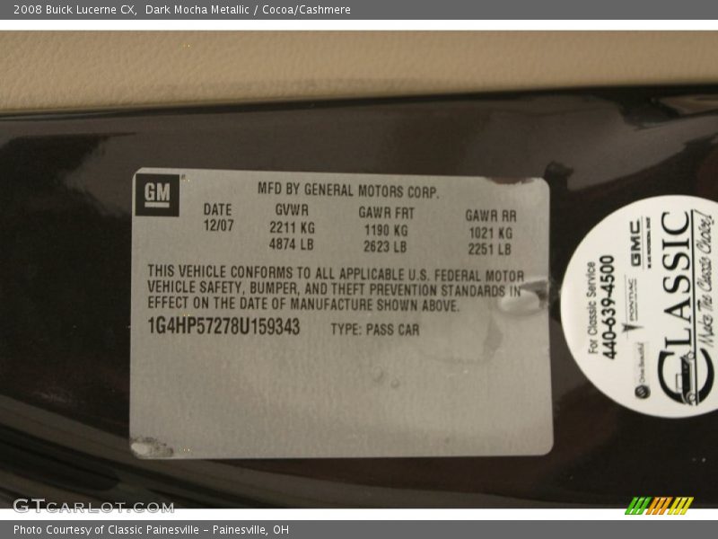 Dark Mocha Metallic / Cocoa/Cashmere 2008 Buick Lucerne CX