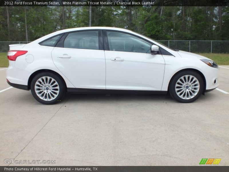 White Platinum Tricoat Metallic / Charcoal Black Leather 2012 Ford Focus Titanium Sedan