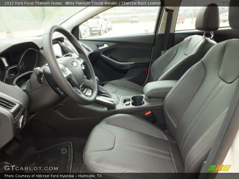 White Platinum Tricoat Metallic / Charcoal Black Leather 2012 Ford Focus Titanium Sedan