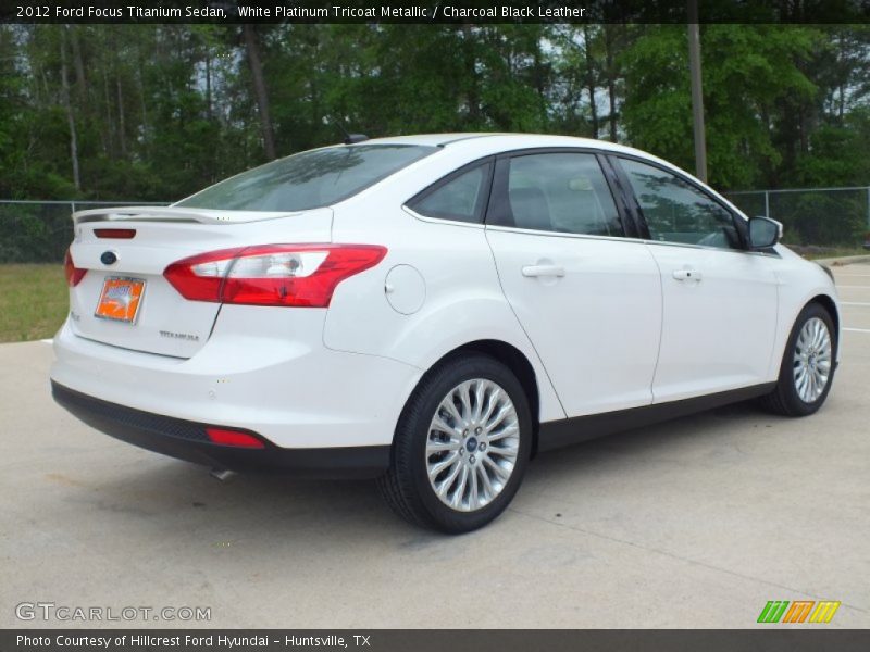 White Platinum Tricoat Metallic / Charcoal Black Leather 2012 Ford Focus Titanium Sedan