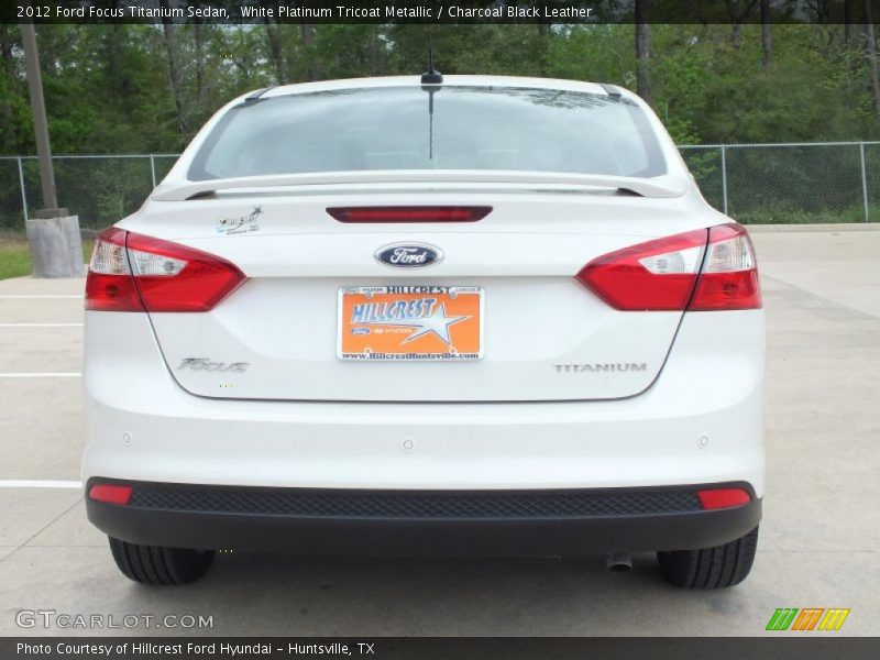 White Platinum Tricoat Metallic / Charcoal Black Leather 2012 Ford Focus Titanium Sedan