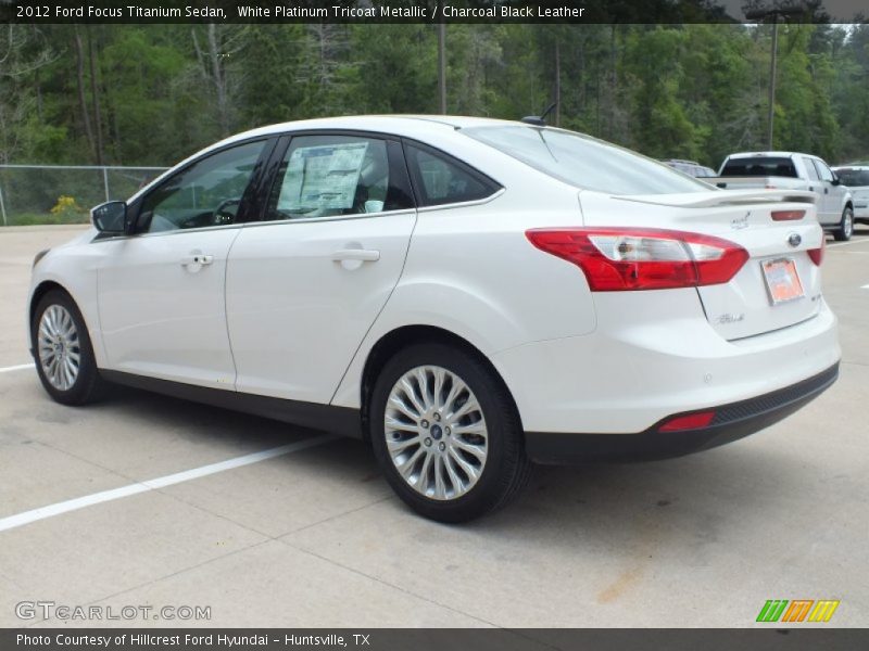 White Platinum Tricoat Metallic / Charcoal Black Leather 2012 Ford Focus Titanium Sedan