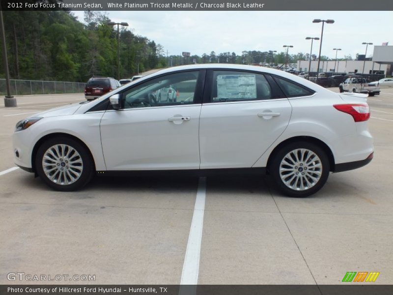White Platinum Tricoat Metallic / Charcoal Black Leather 2012 Ford Focus Titanium Sedan