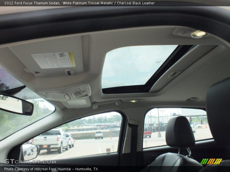 White Platinum Tricoat Metallic / Charcoal Black Leather 2012 Ford Focus Titanium Sedan