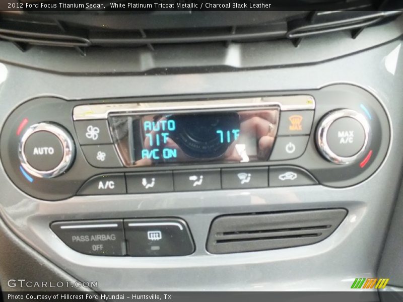 White Platinum Tricoat Metallic / Charcoal Black Leather 2012 Ford Focus Titanium Sedan