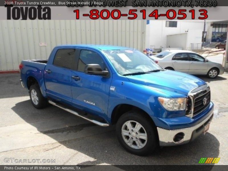 Blue Streak Metallic / Beige 2008 Toyota Tundra CrewMax