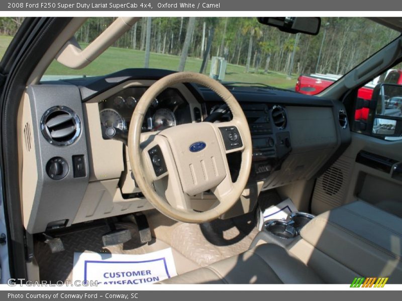 Oxford White / Camel 2008 Ford F250 Super Duty Lariat SuperCab 4x4